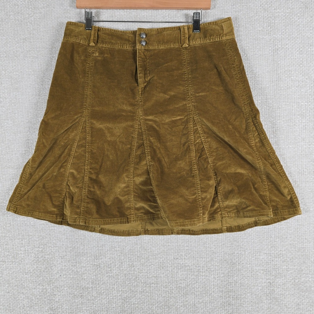 Athleta Brown Corduroy Mini Skirt 12 Mustard A-Line Cotton Stretch 708526
